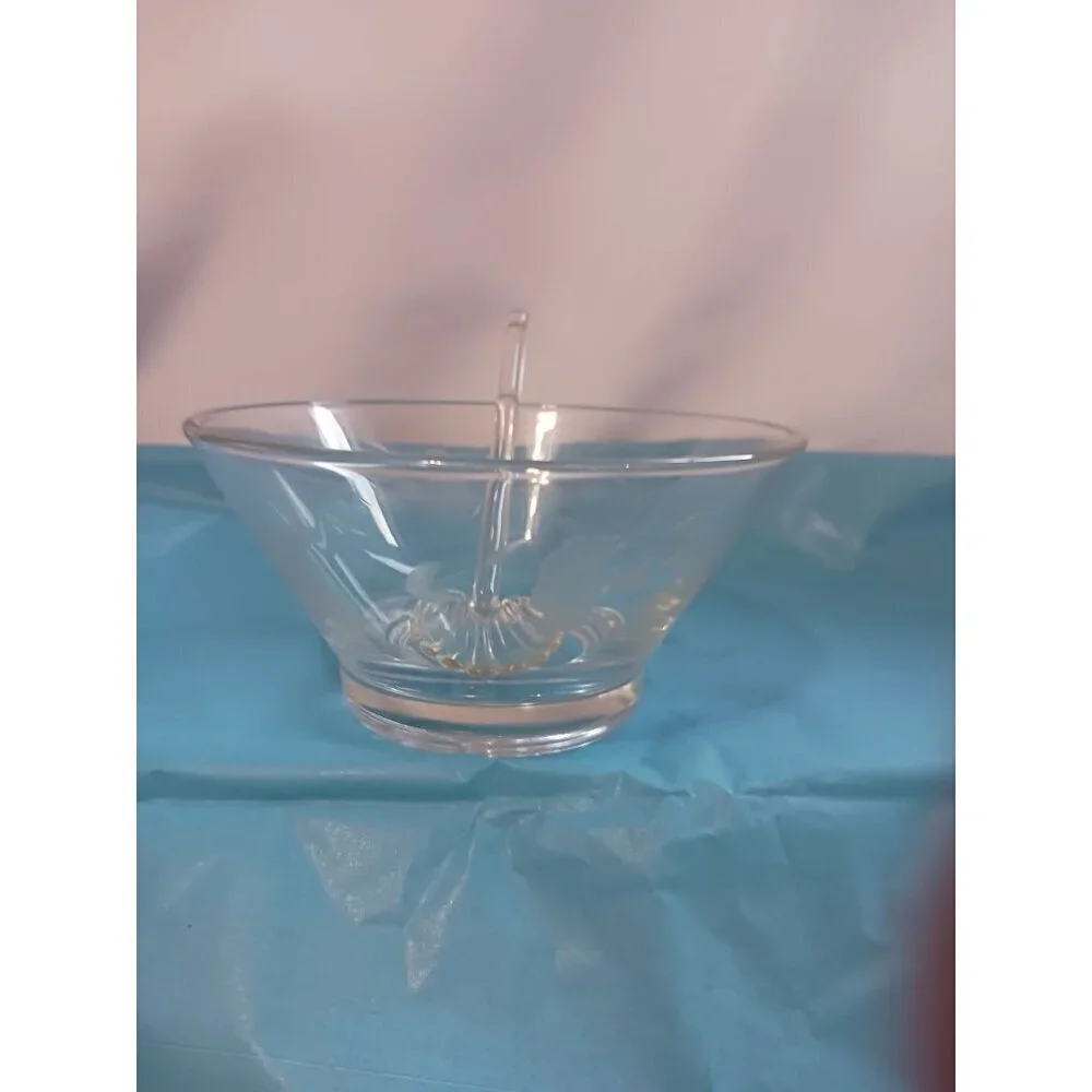 Princess House Crystal Heritage 4 pcs  condiment set bowls,plate,shell spoon